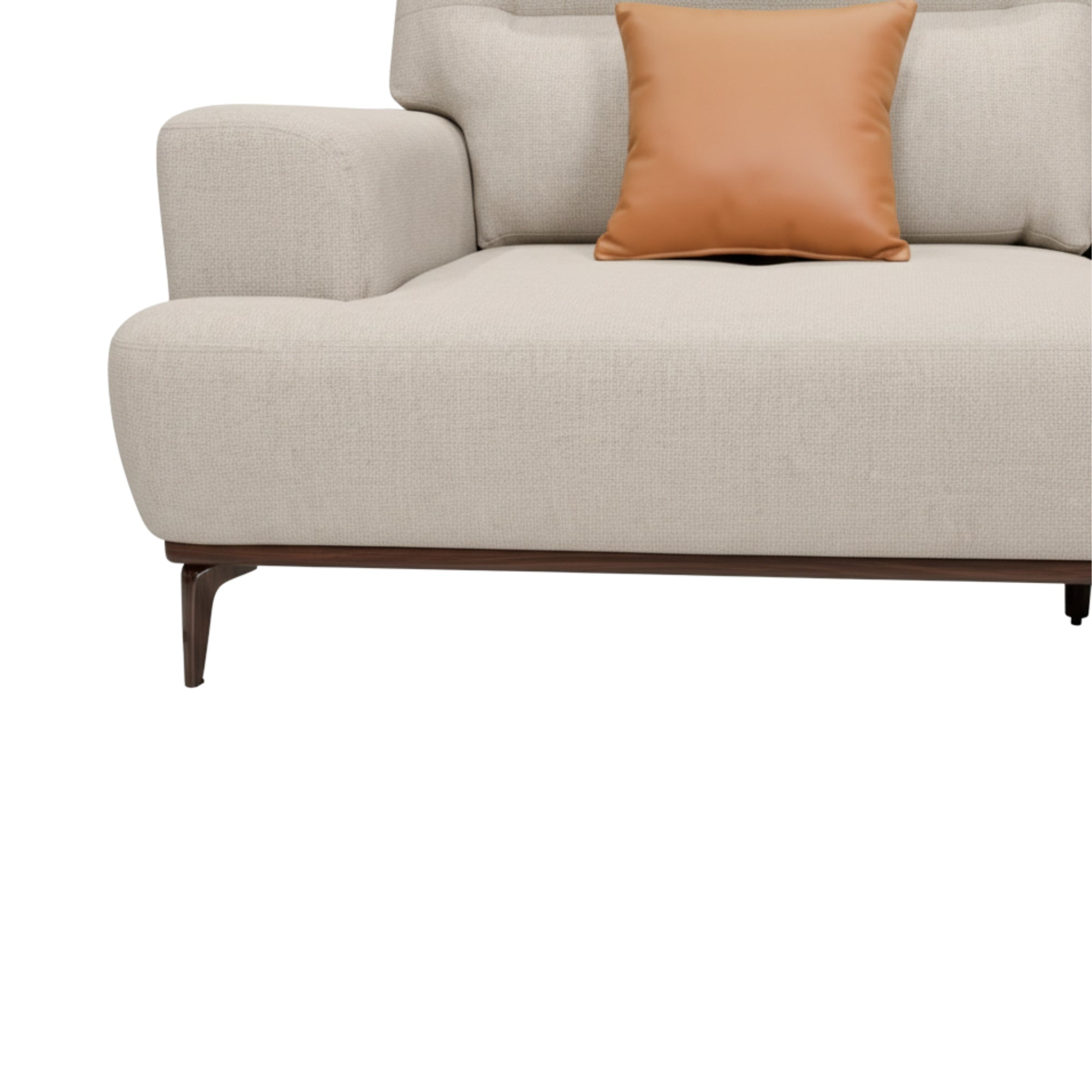 Compass Grey & Tan 3-Seater Fabric Sofa - Adjustable Backrest for Flexible Co