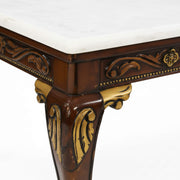 Bisaco carved apron corner with gold detailing close-up