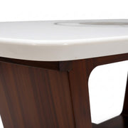Manchester marble top edge and tapered base close-up