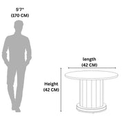 Drum round marble dining table size diagram