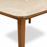 U1 table corner and tapered wooden leg close-up
