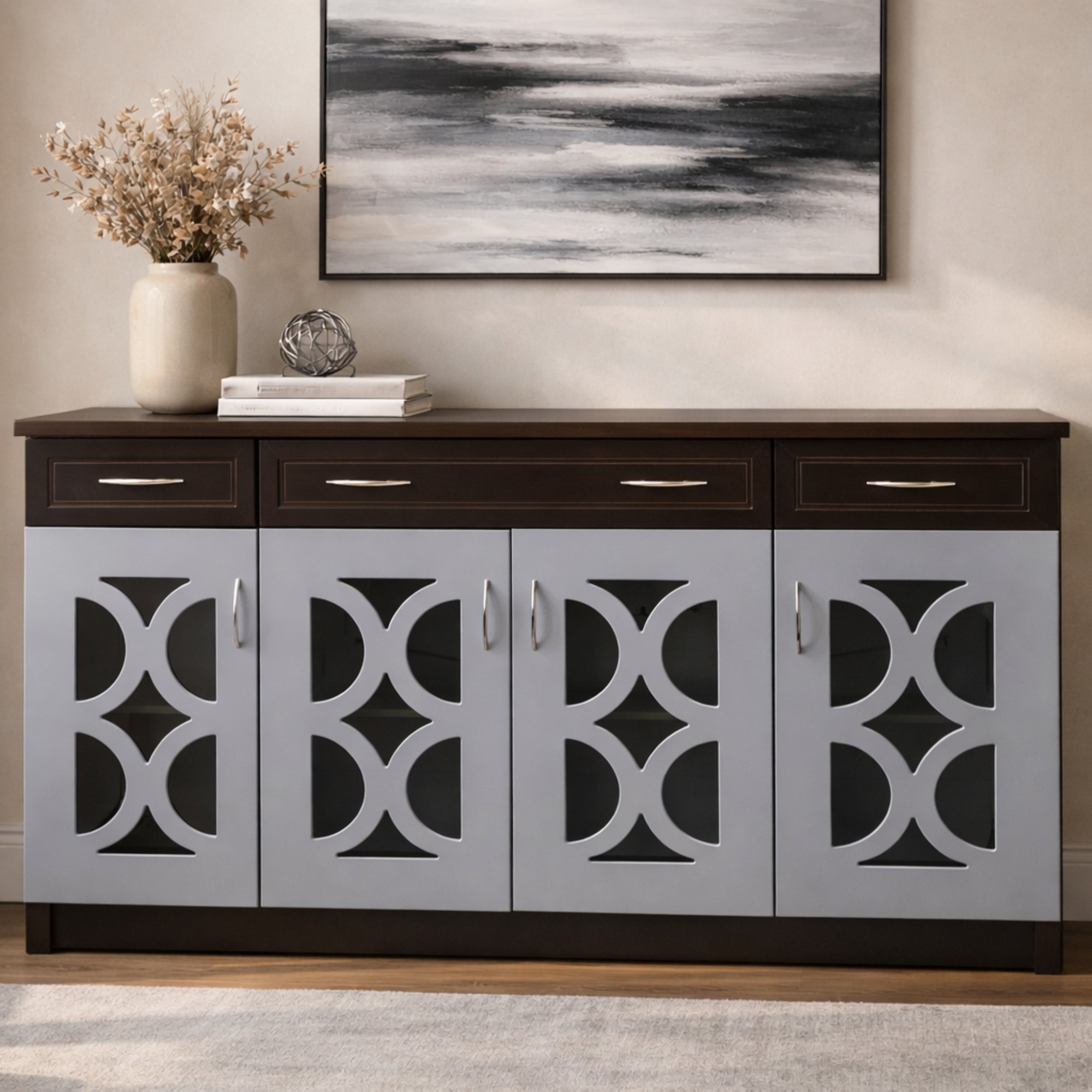 Grace 4 Door Multiunit – Modern Glossy Storage Unit with Shelves