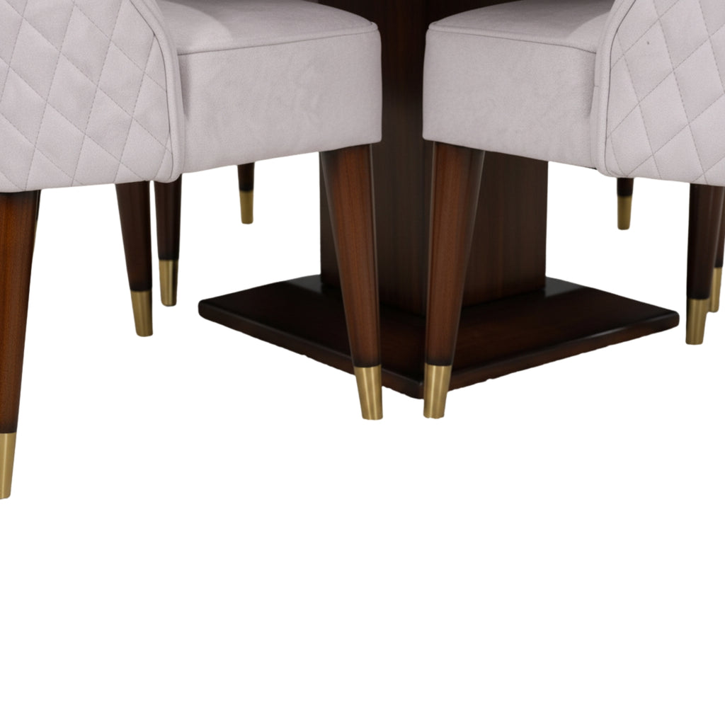 Marble 6-Seater Dining Table Set with Urban Chairs – Solid Wood & Marble