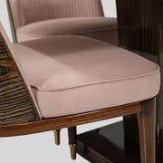 Nautical channel-stitched chair seat close-up