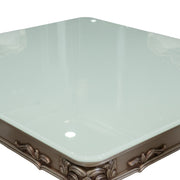 Mace glossy marble top and carved edge close-up