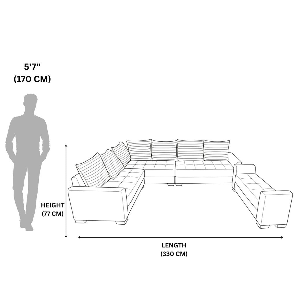 Justin L Shape Sofa  Elegant, Spacious & Ultra Comfortable