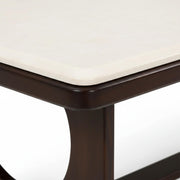 Pixel marble top rounded edge and walnut base close-up