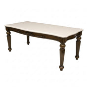 Comber marble dining table, three-quarter view