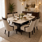 Conch Marble 6+1 Seater Dining Table – Sculptural Grace with Timeless Marble Elegance
