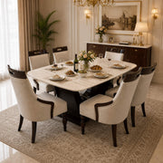 Conch Marble 6+1 Seater Dining Table – Sculptural Grace with Timeless Marble Elegance