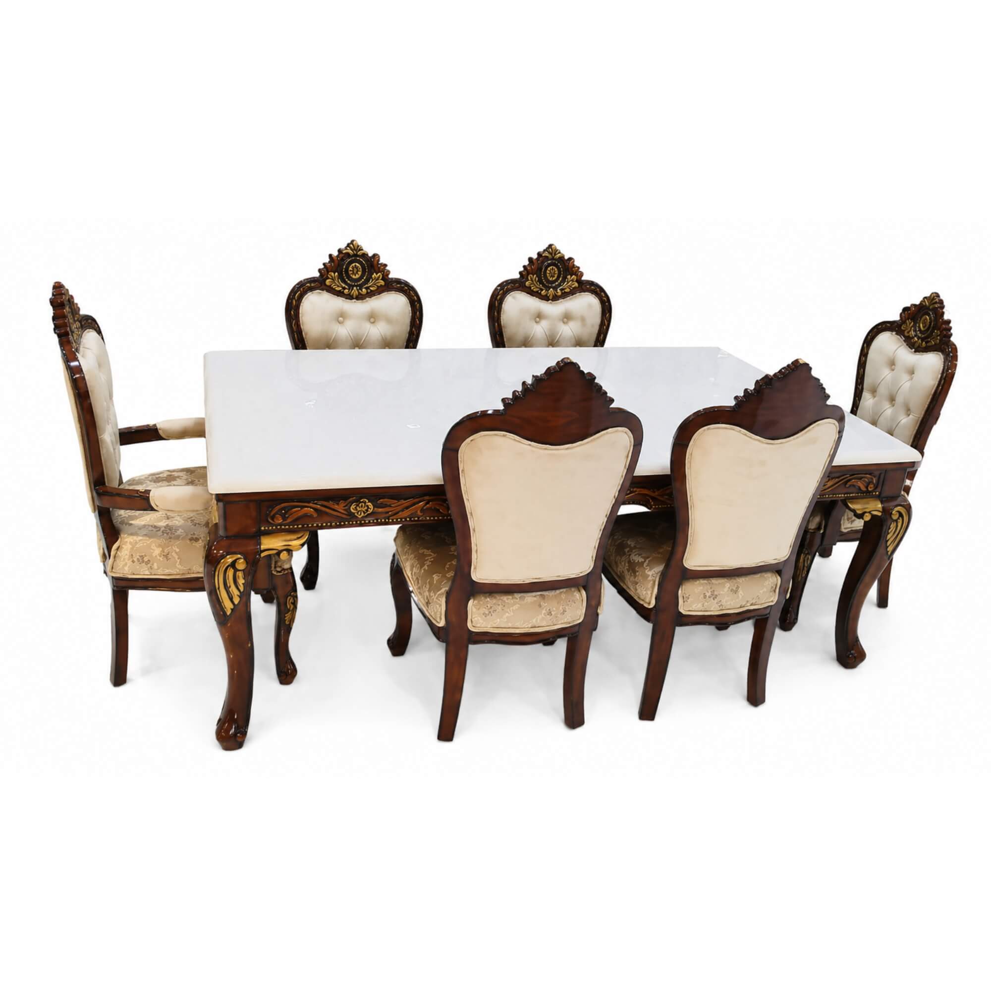 Bisaco Marble 6+1 Seater Dining Table – Refined Craftsmanship with Luxurious Marble Appeal
