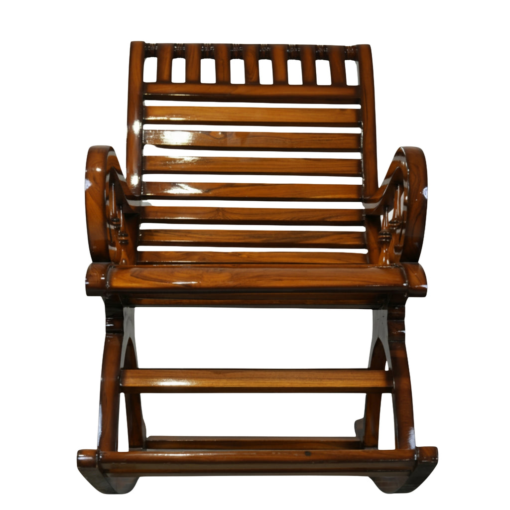 Stellar Solid Wood Rocking Chair - Walnut Gloss Finish