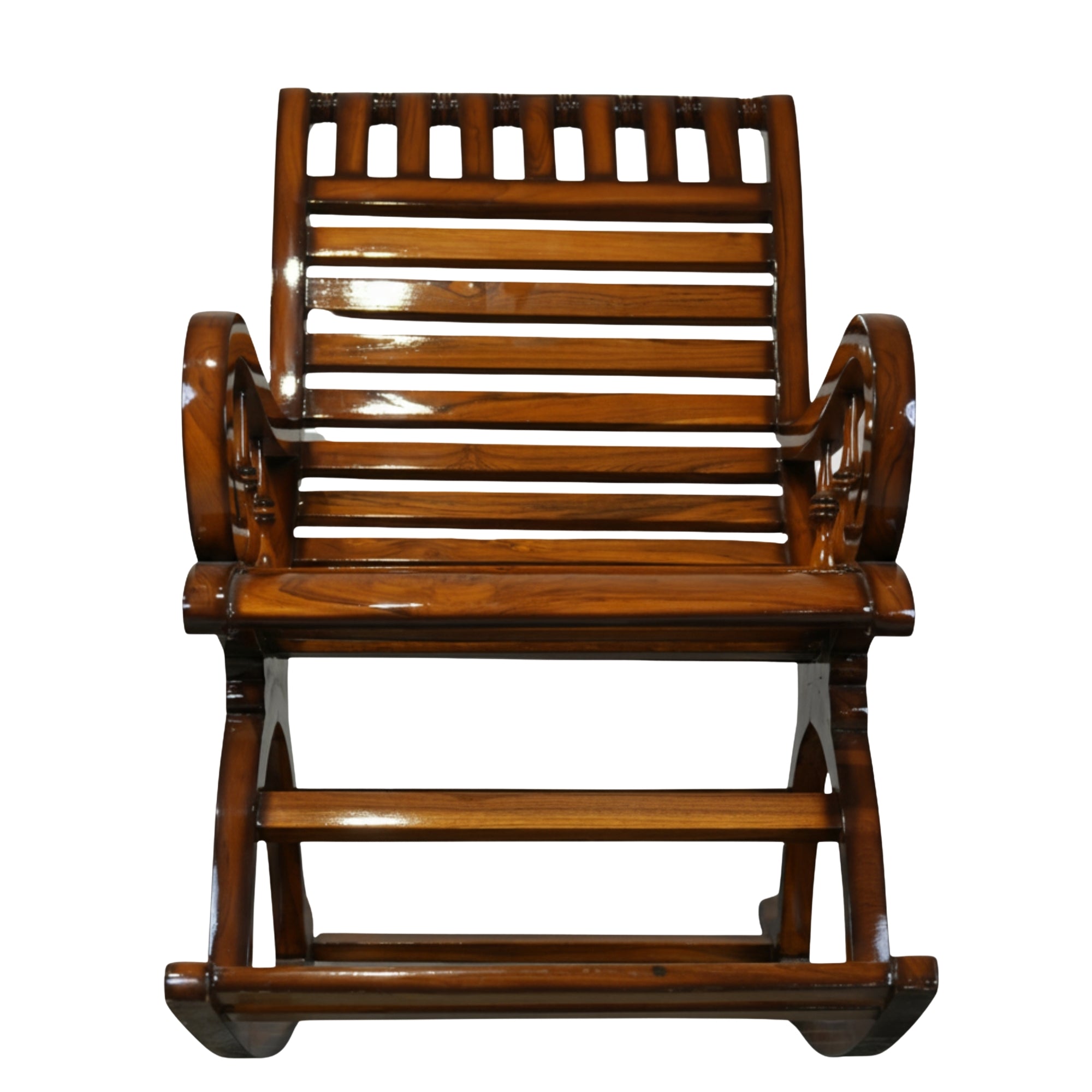 Stellar Solid Wood Rocking Chair - Walnut Gloss Finish