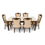 Comber Marble 6+1 Seater Dining Table Metallic – Timeless Craftsmanship with Metallic Accents