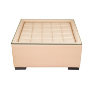 Gulf Modern Coffee Table  Elegant Leatherette & Glass Design for Living Rooms