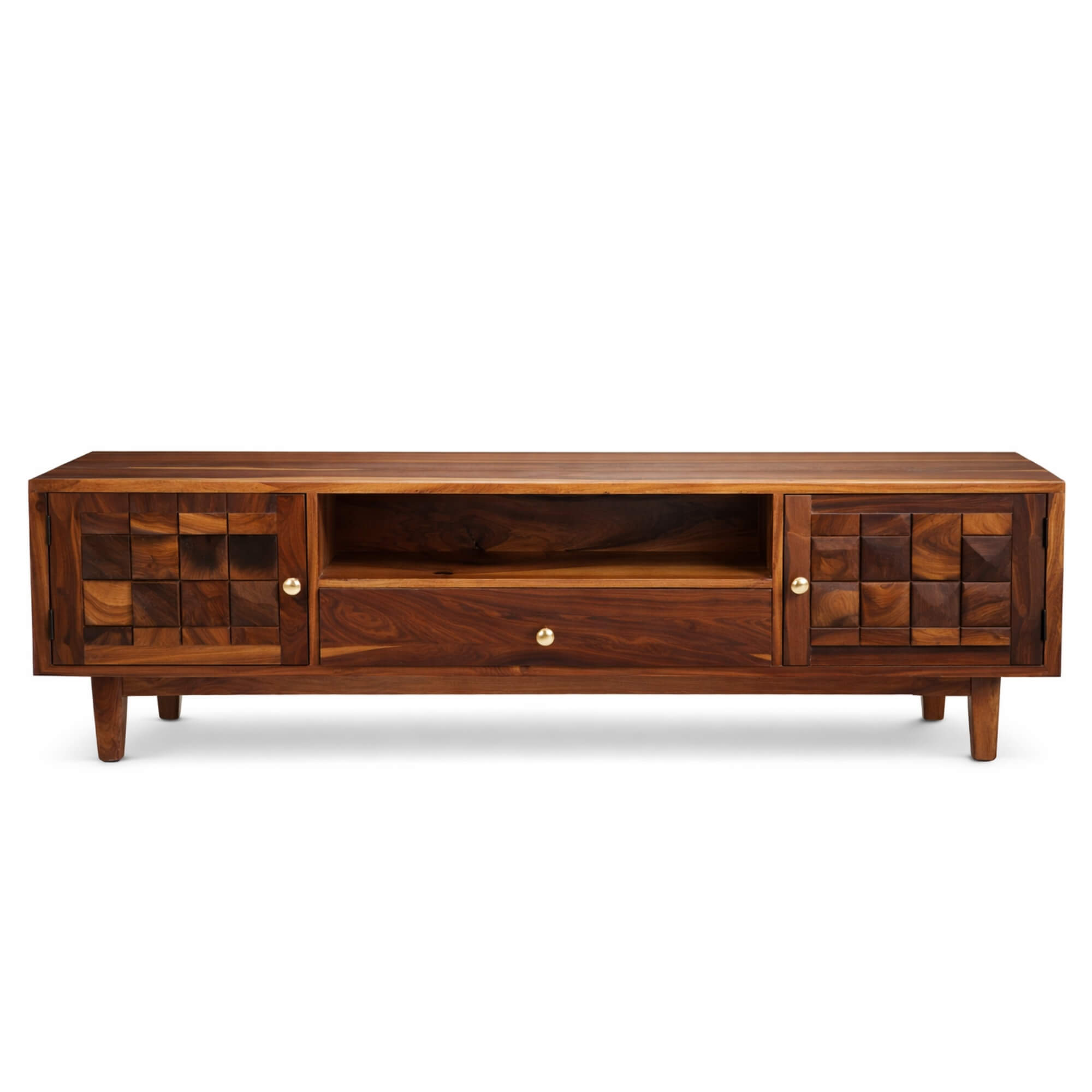 Diamond TV Unit  Solid Wood Entertainment Unit with Storage