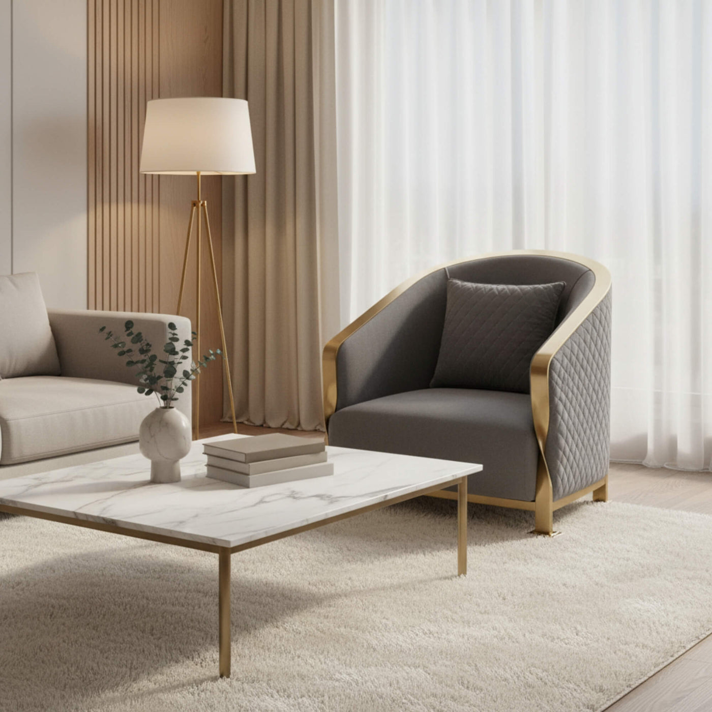 Wishbonn Lobby Chair – Sculpted Elegance with Luxe Detailing