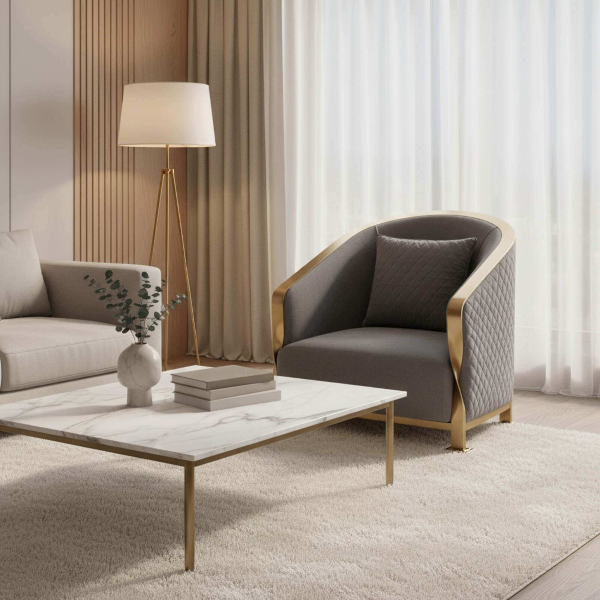 Wishbonn Lobby Chair – Sculpted Elegance with Luxe Detailing