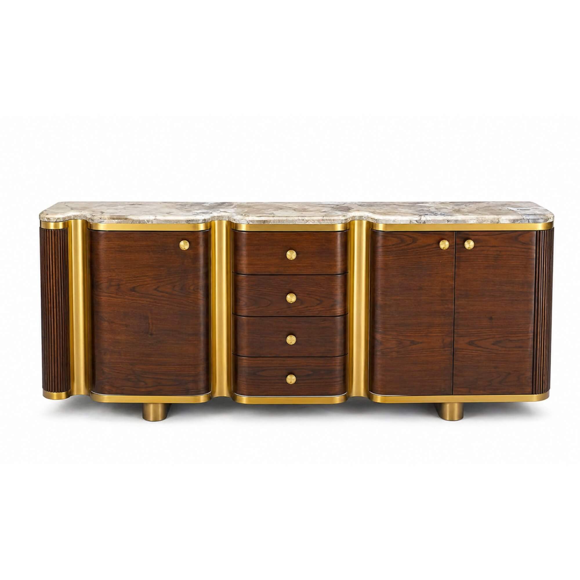 Gulmarg Multiunit with Marble Top – Sculpted Storage with Luxe Finishing