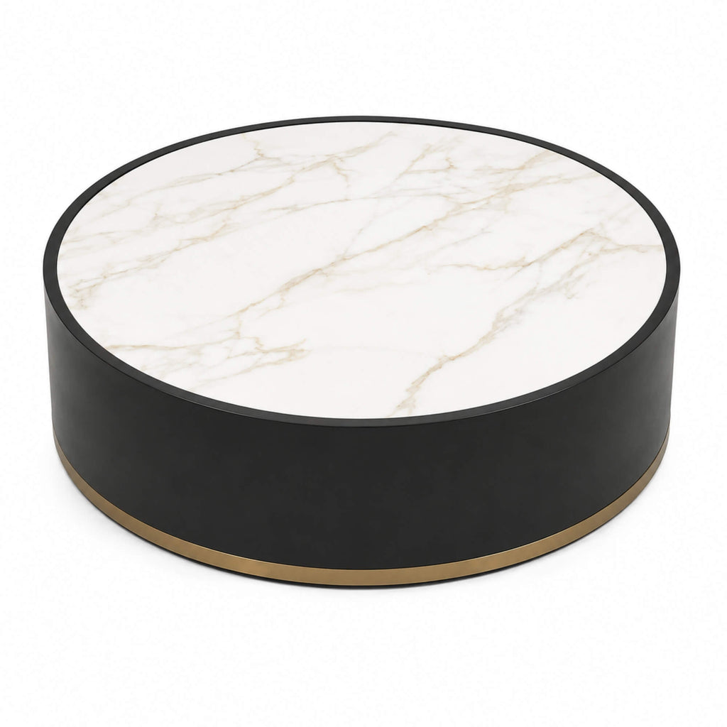 N459E Coffee Table- Modern Round Marble-Top Center Table with Contemporary Elegance