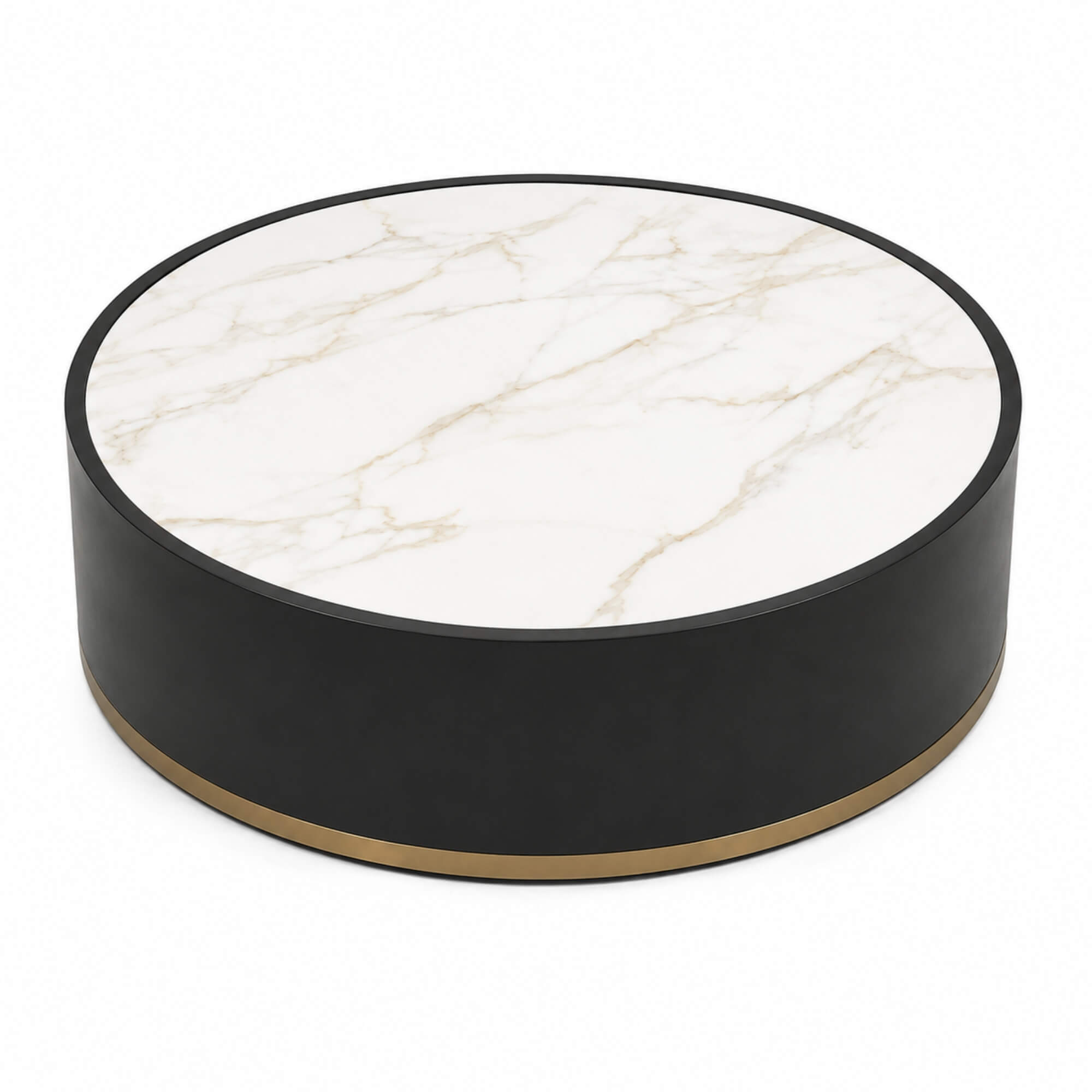 N459E Coffee Table- Modern Round Marble-Top Center Table with Contemporary Elegance