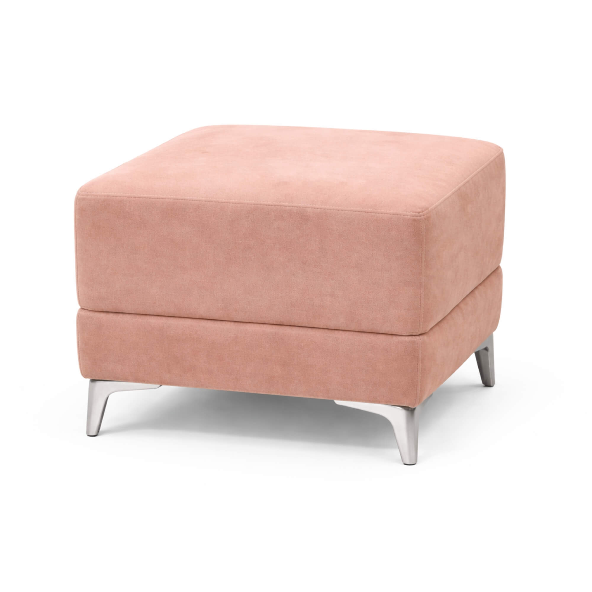 Pink ottoman with silver legs