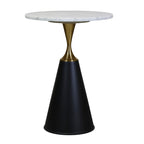 C815 End Table  Round Marble-Finish Side Table with Gold Accent