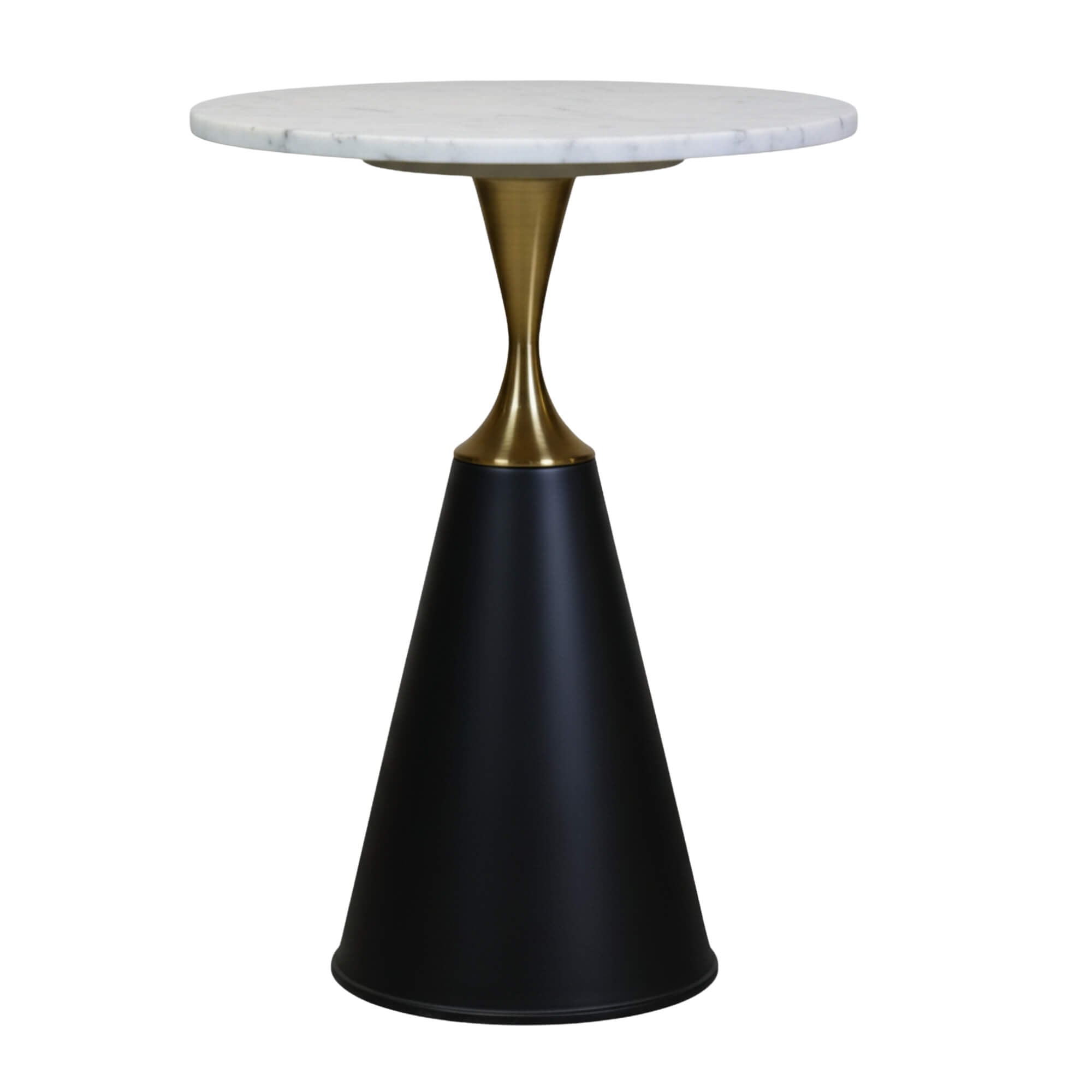C815 End Table  Round Marble-Finish Side Table with Gold Accent
