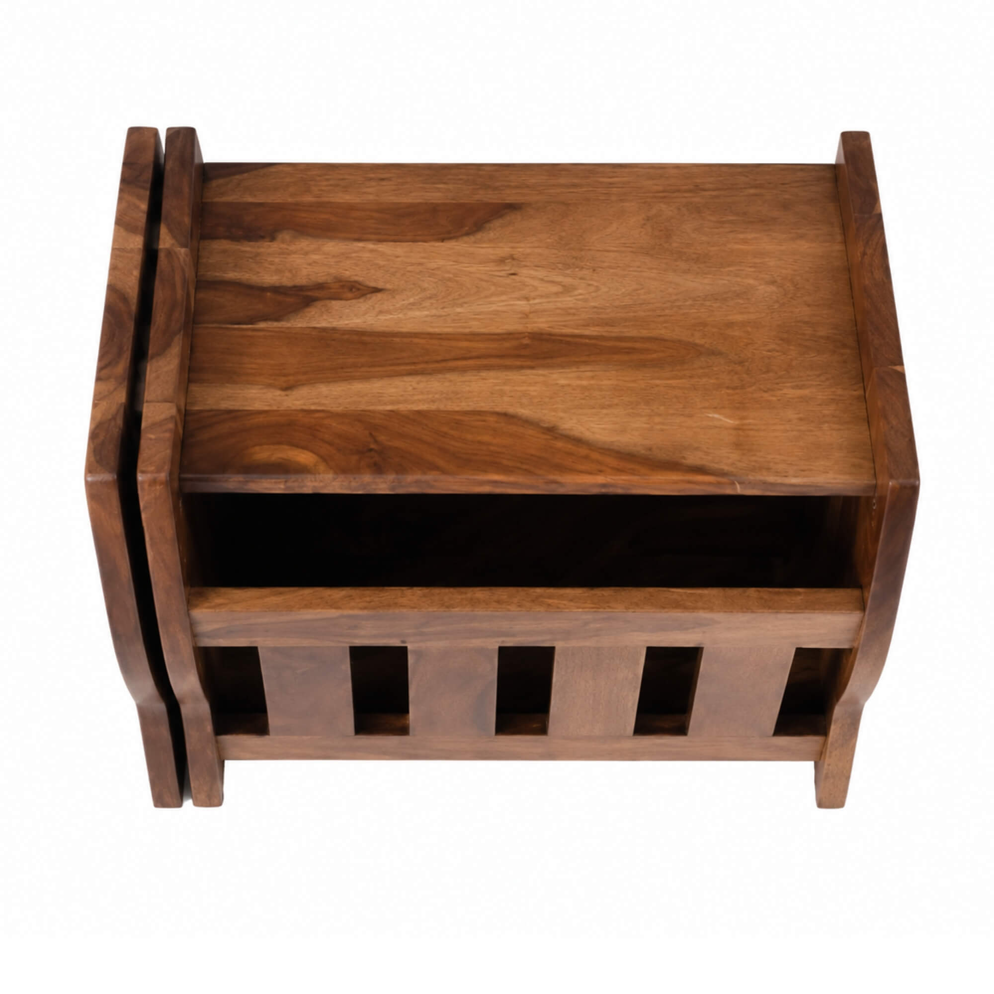 Rogar Magazine Rack- Wooden Slatted Organizer for Stylish and Accessible Reading Storage