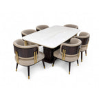 Spike Marble Table 6+1 Seater – Bold Geometry with Luxe Marble Appeal