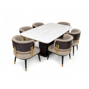 Spike Marble Table 6+1 Seater – Bold Geometry with Luxe Marble Appeal