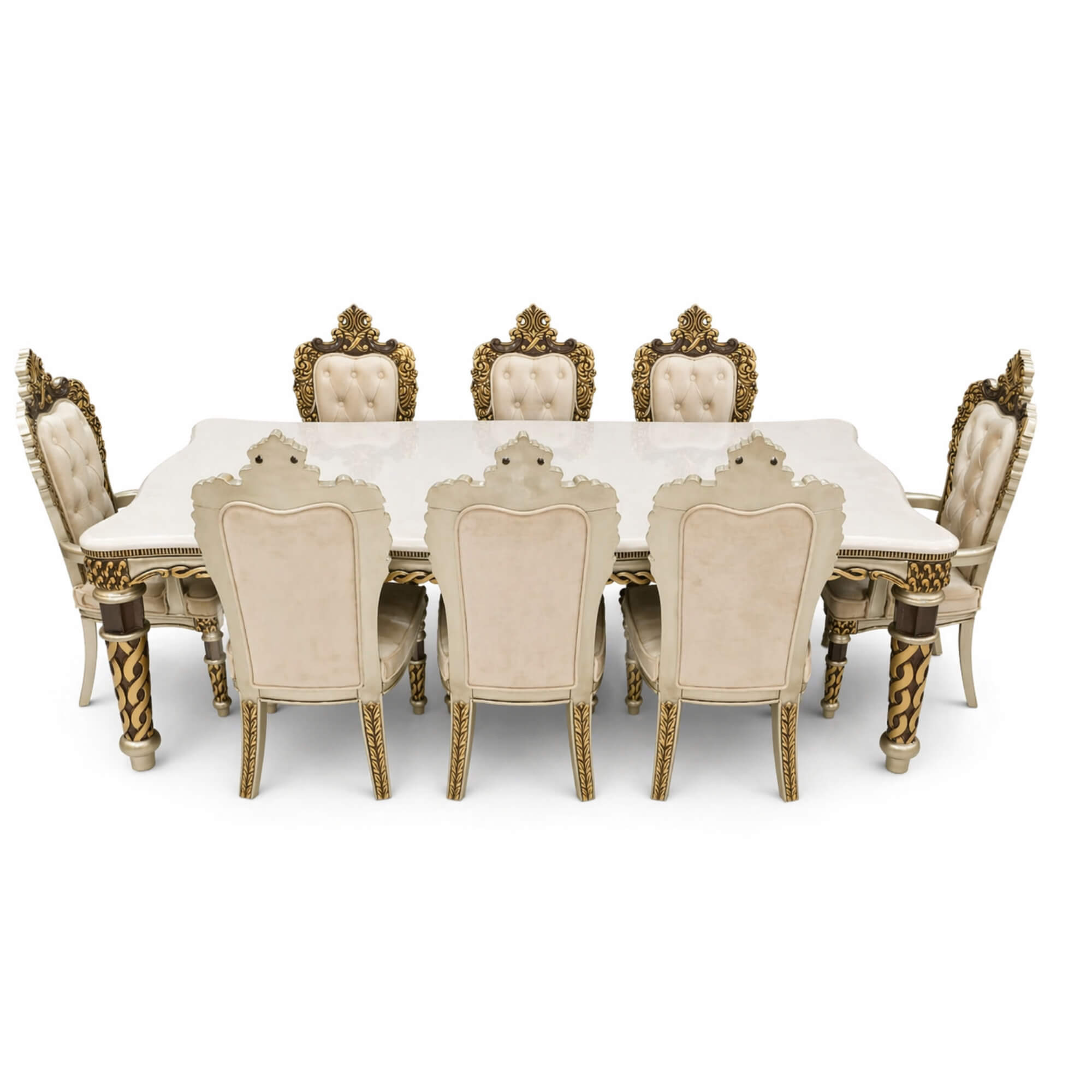 Sapphire 8+1 Seater Marble Dining Table – Classic Grandeur with Ornate Detailing