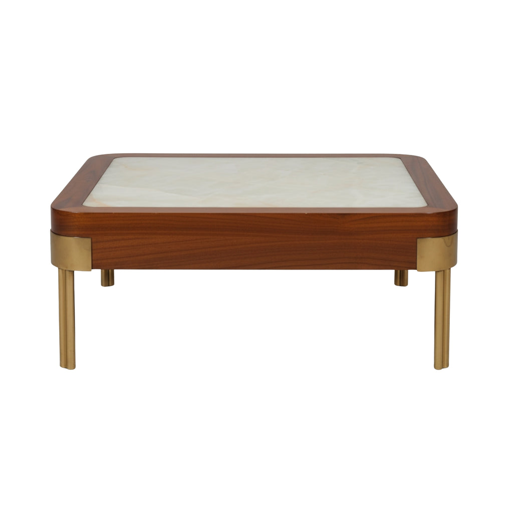 Reno Marble Coffee Table – Solid Wood & Marble Centre Table for Living Rooms