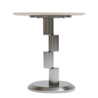 230# End Table  Round Marble-Finish Side Table with Modern Metal Base