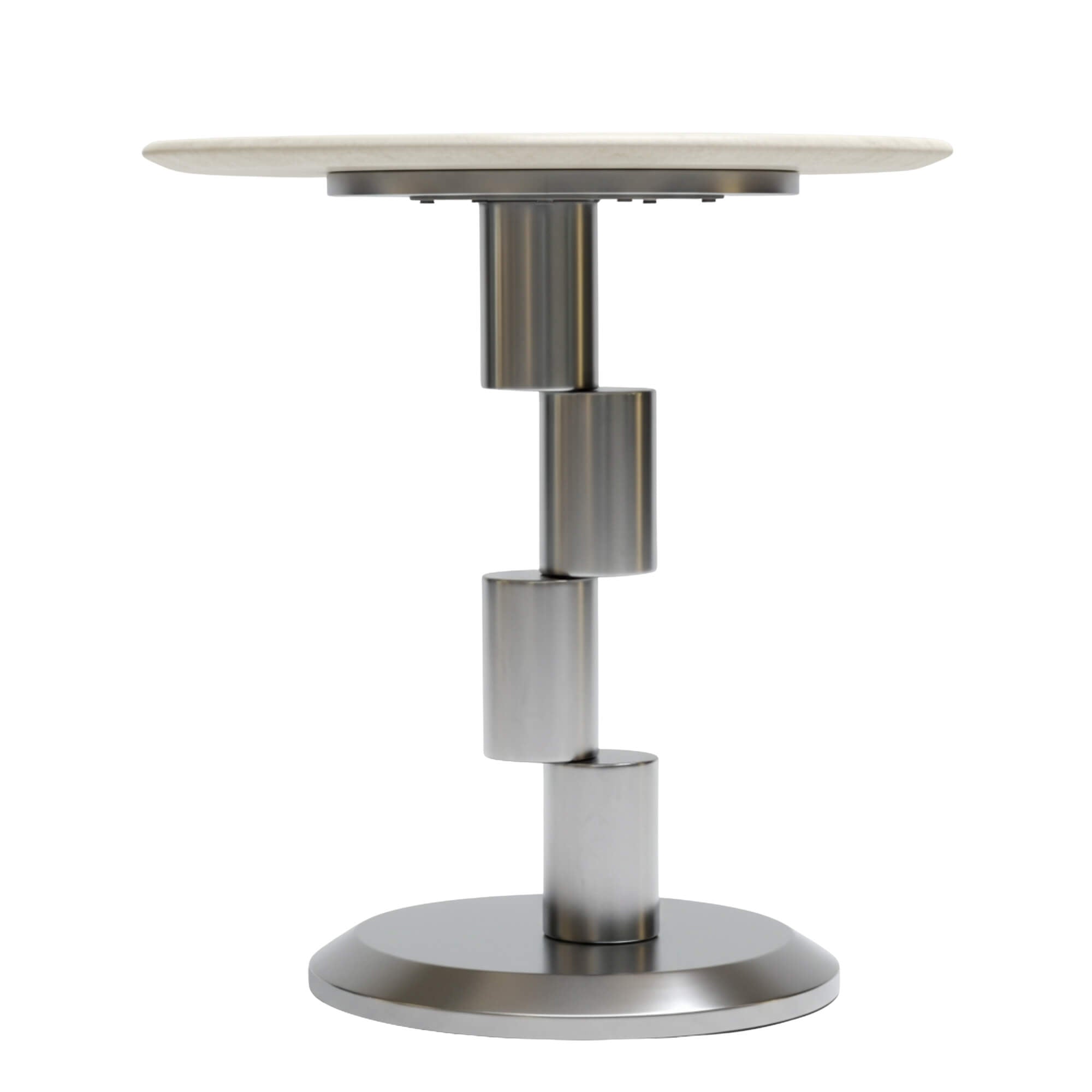 230# End Table  Round Marble-Finish Side Table with Modern Metal Base