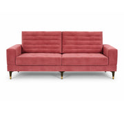 Pink sofa with gold legs on a white background