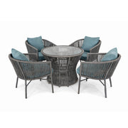 Milano Garden Furniture Set - 4 Chairs with Round Glass Top Table