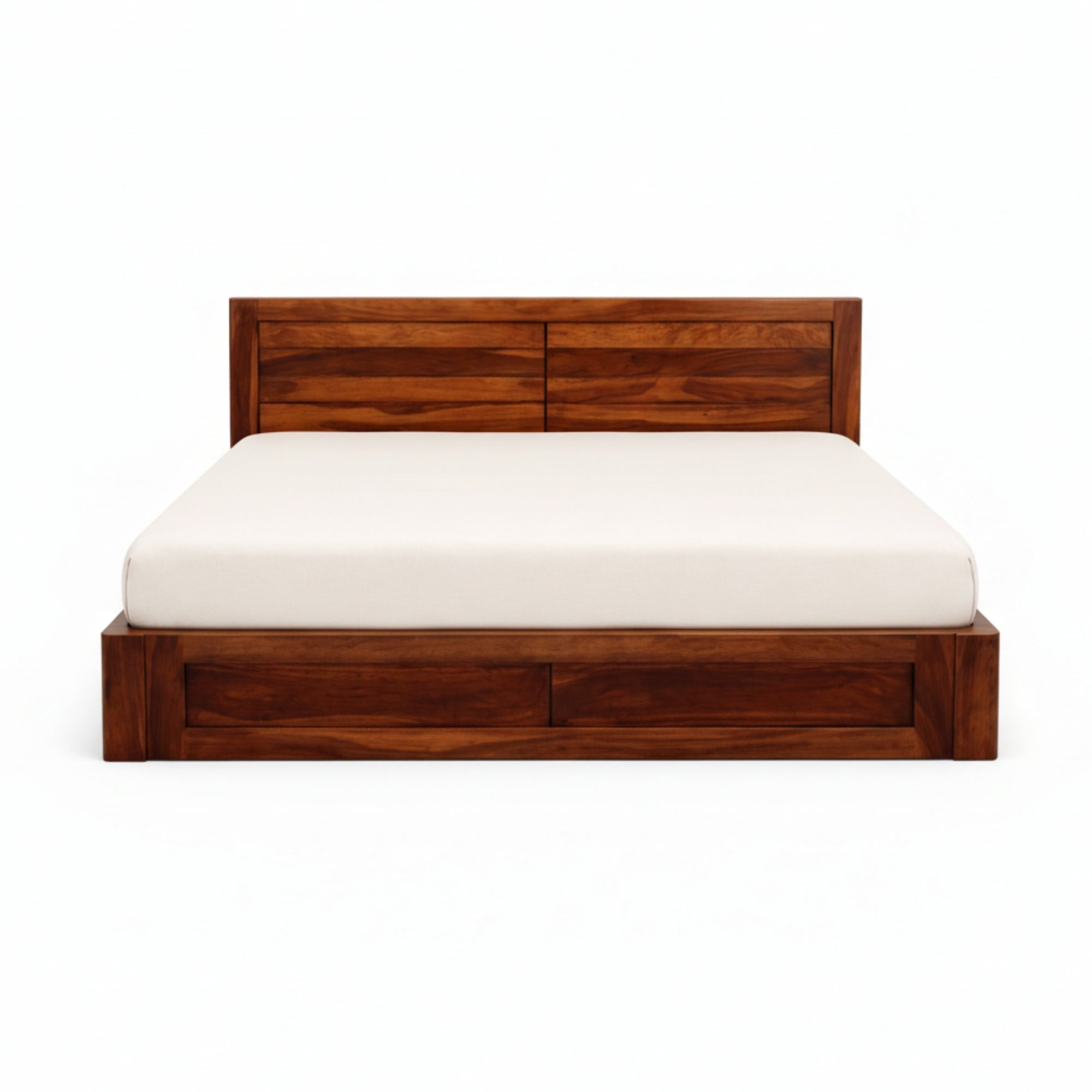 Almorah King Bed With Pullout Storage- Natural wood warmth meets modern design