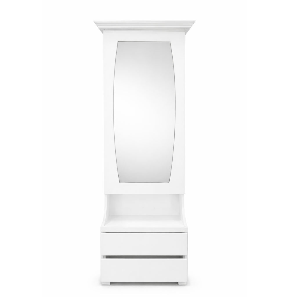 Pecon Dressing Table – Modern White Gloss Finish with Drawer Storage & Space-Saving Design