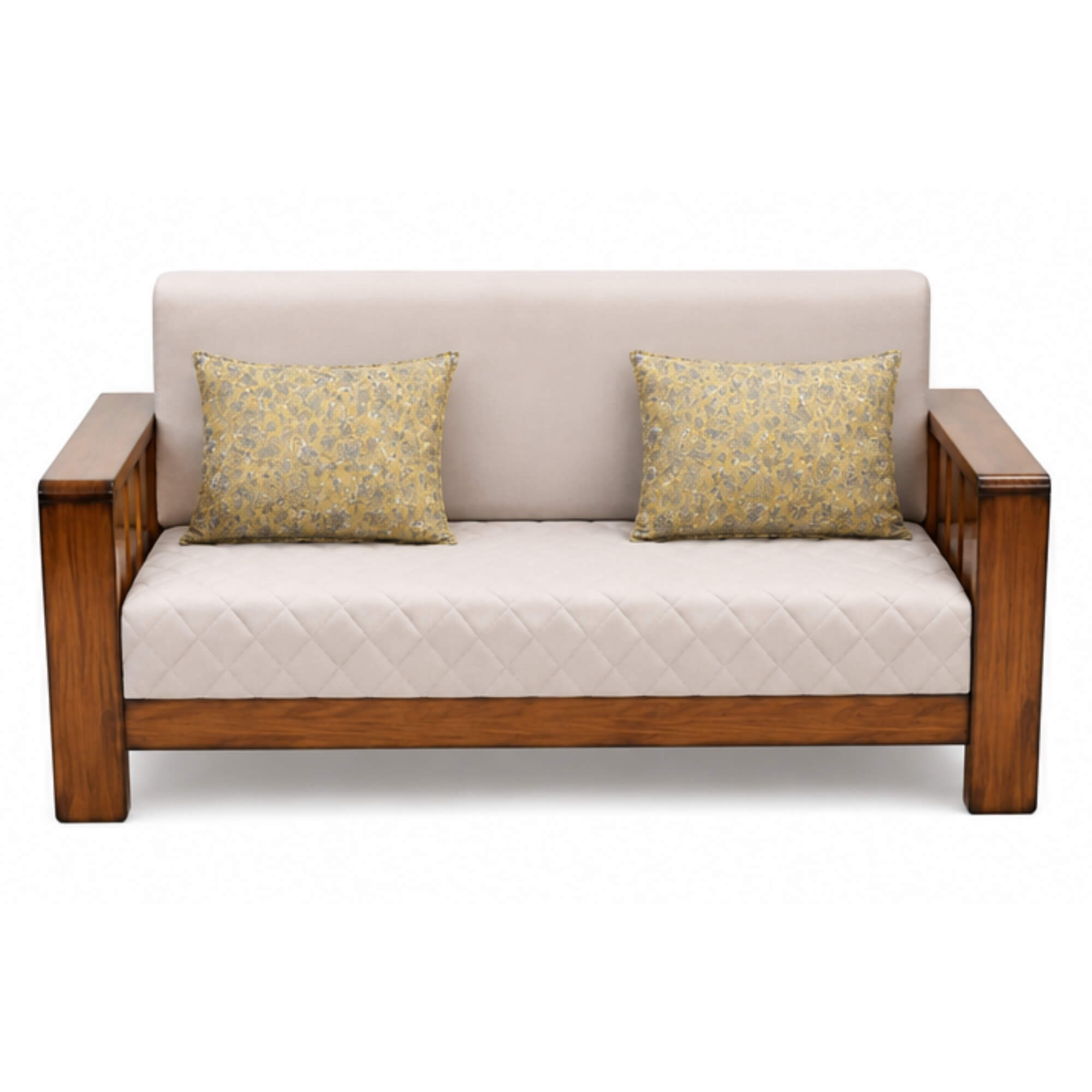 Nicco 3 Seater Sofa- Solid Wood Frame with Quilted Upholstery & Timeless Comfort