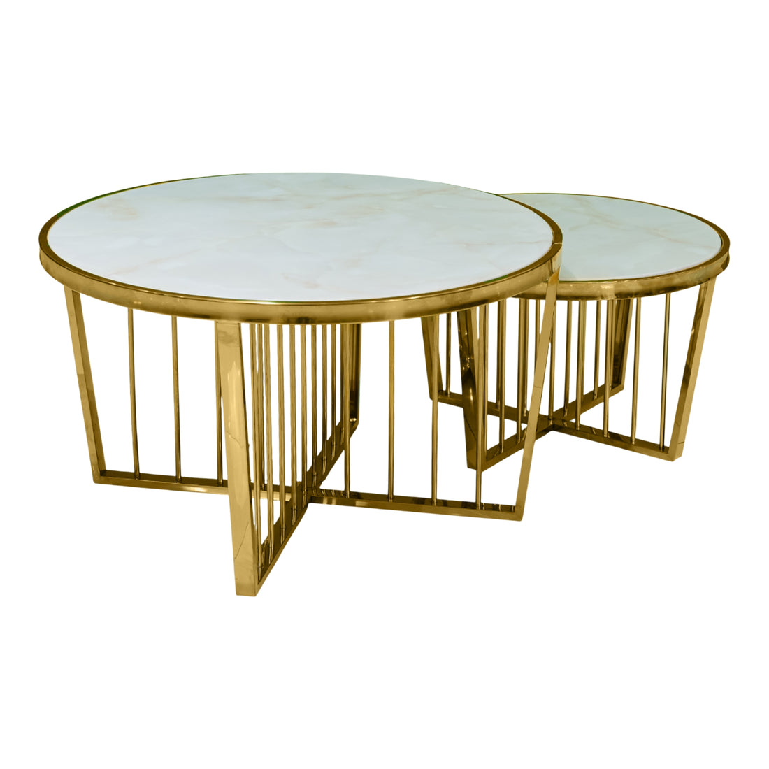 Marigold Marble Coffee Table Set  Elegant Nesting Tables for Modern Living Room