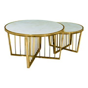 Marigold Marble Coffee Table Set  Elegant Nesting Tables for Modern Living Room