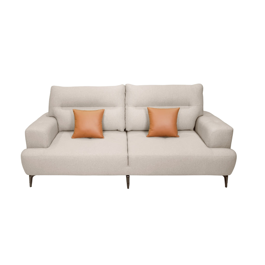 Compass Grey & Tan 3-Seater Fabric Sofa - Adjustable Backrest for Flexible Co