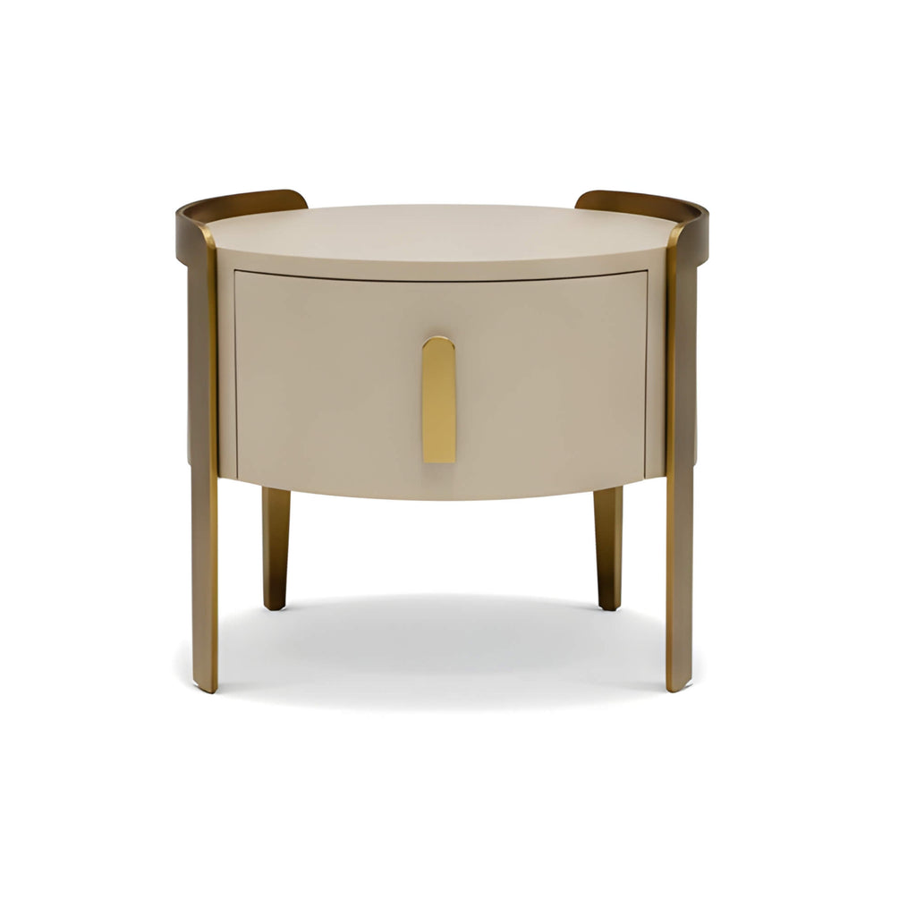 Rustic Night Stand – Textured Finish with Gold Accent Frame