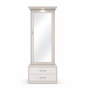 White wardrobe with mirror and drawers on a white background