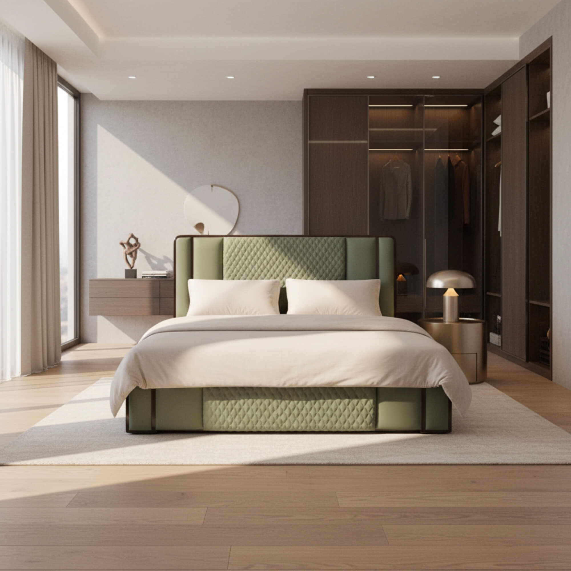 Milano Double Bed With Storage – Upholstered Frame with Cushioned Headboard