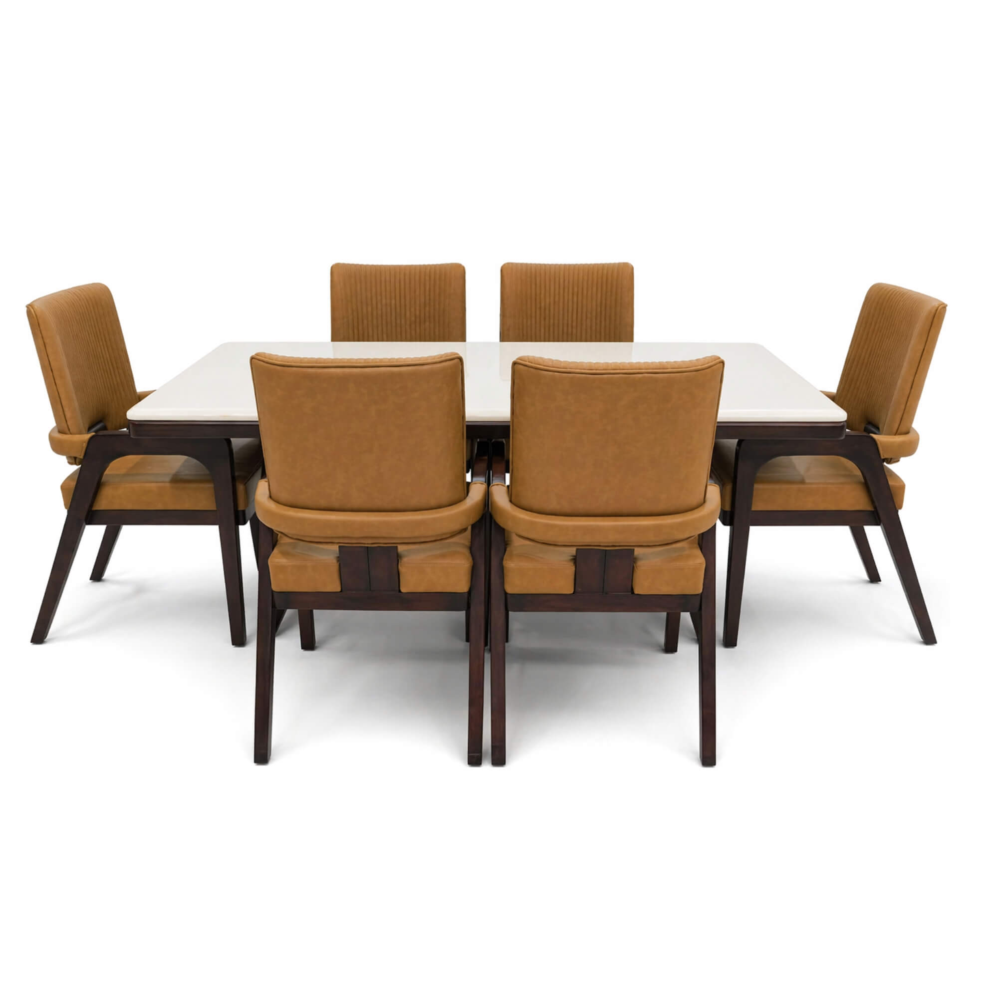 Pixel Dining Table Marble 6+1 Seater- Pixel Wooden Base Dining Set