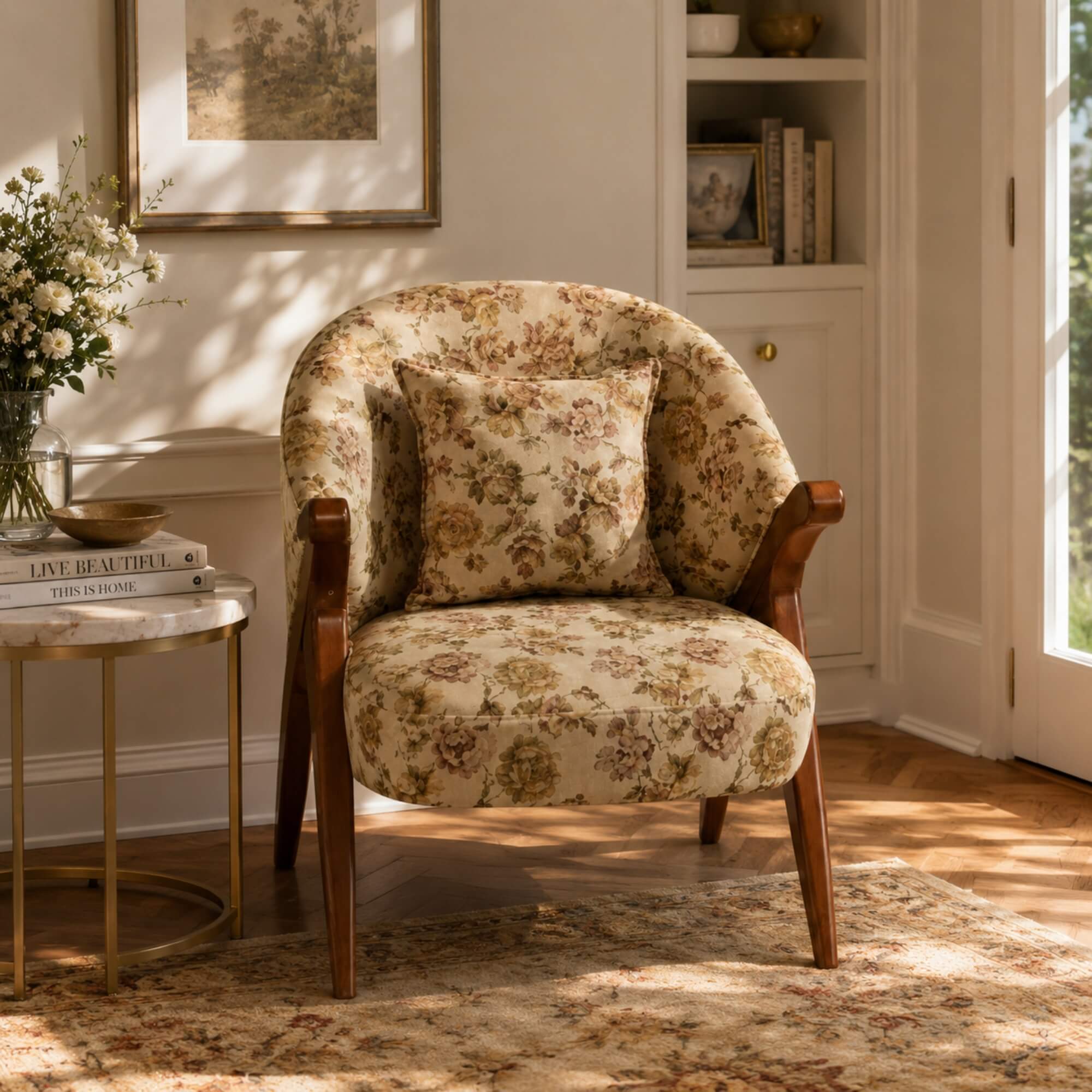 Aspen Lobby Chair – Classic Floral Elegance with Timeless Comfort