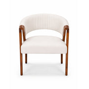 Chair with white cushioned seat and backrest on a white background