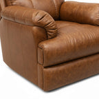 Tan brown power recliner arm and seat close-up view | qivly:v1:h:11bd98e99d8debc24e1d7772e00b905a